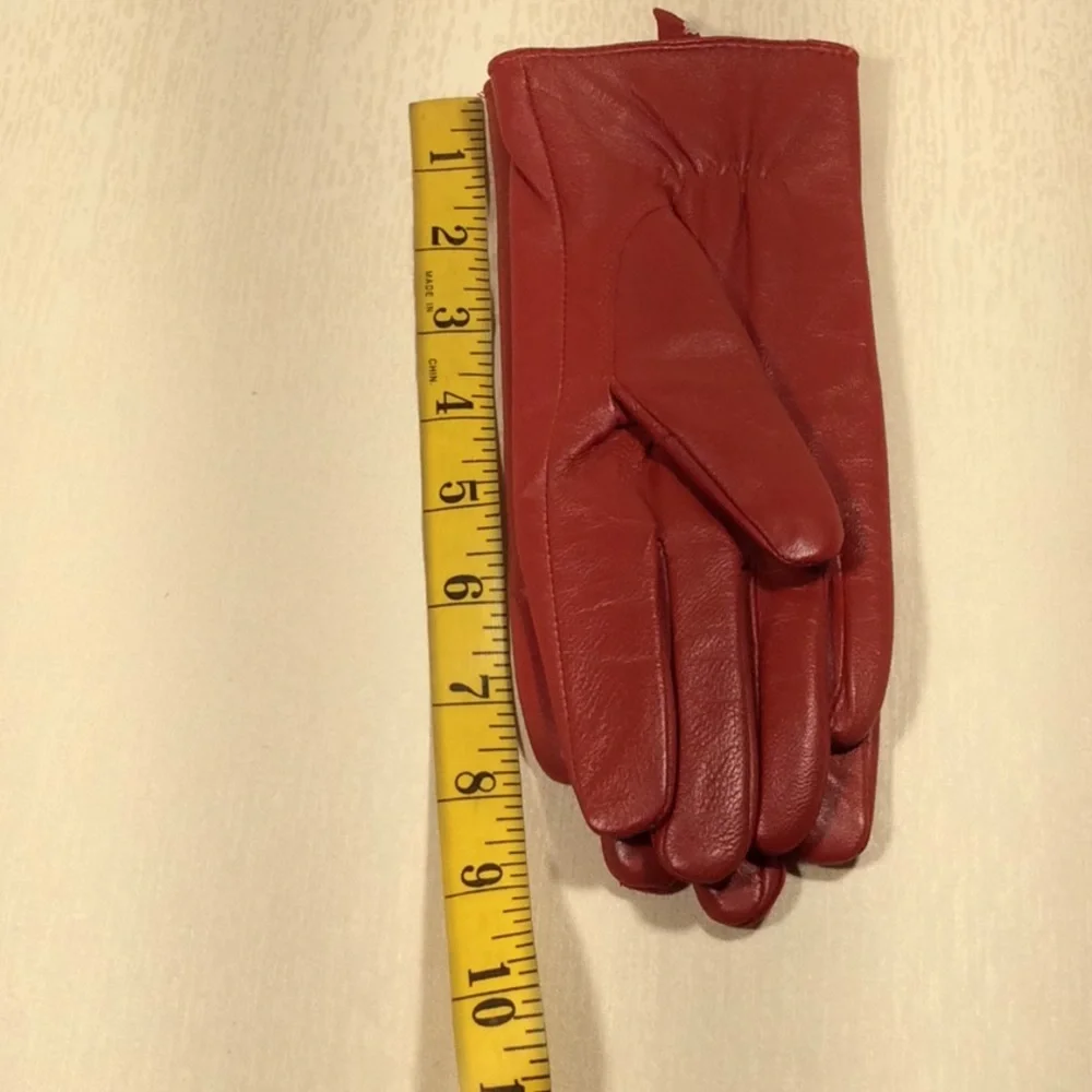 Ladies Red Leather & BlackPigskin Gloves-S/M